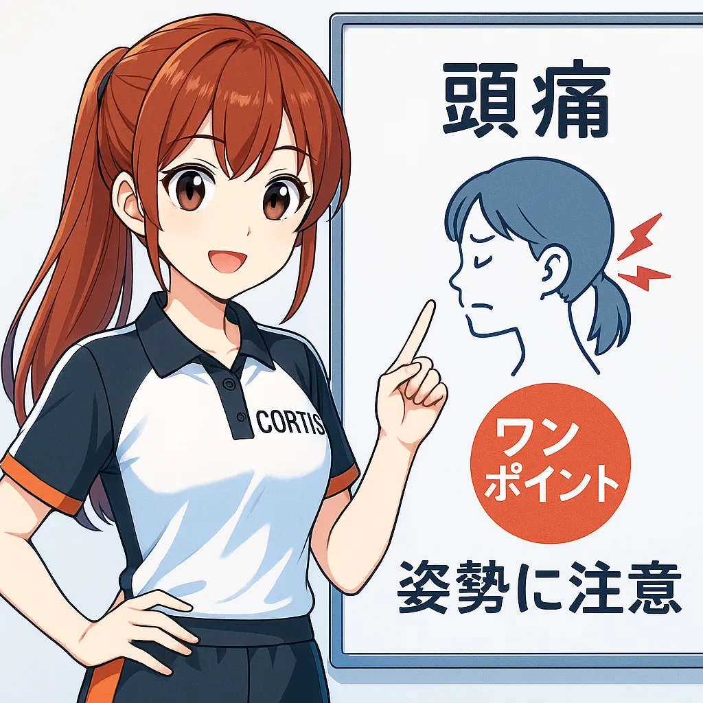 頭痛について説明するcortisちゃん