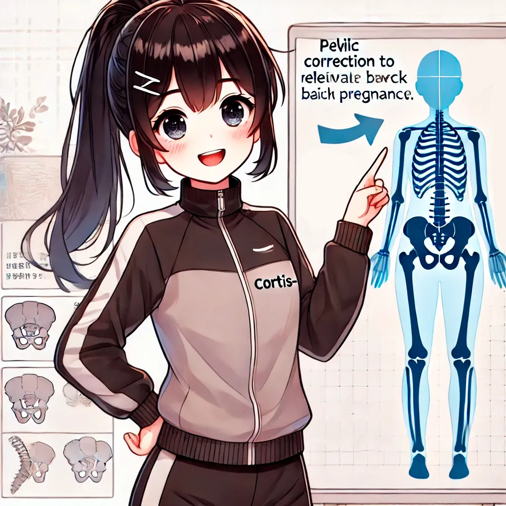 骨盤矯正について解説するcortisちゃん