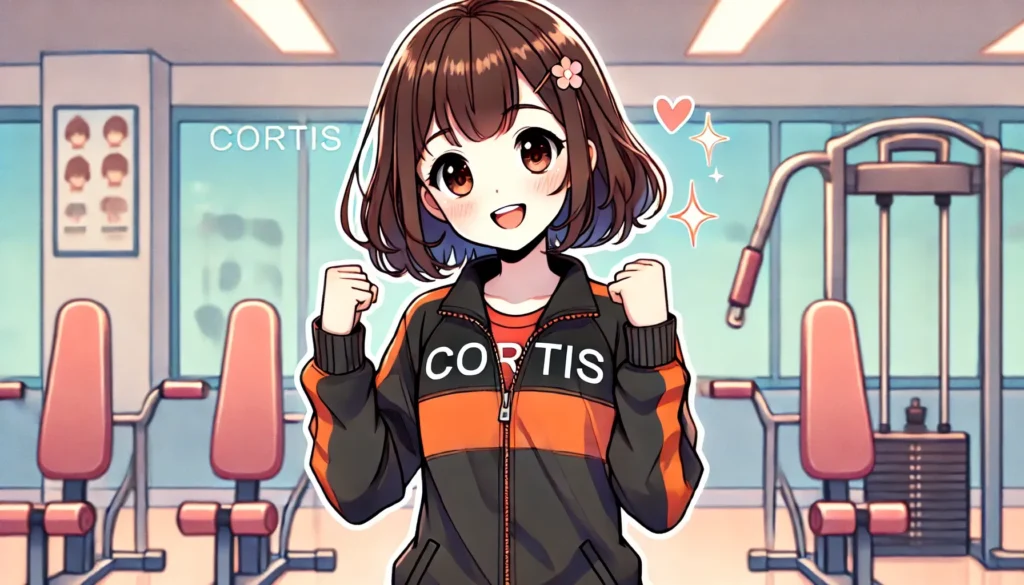 ガッツポーズをするcortisちゃん