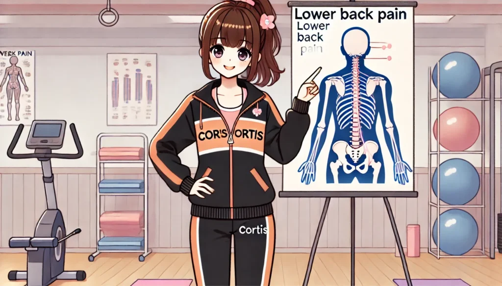 腰痛について説明しているcortisちゃん