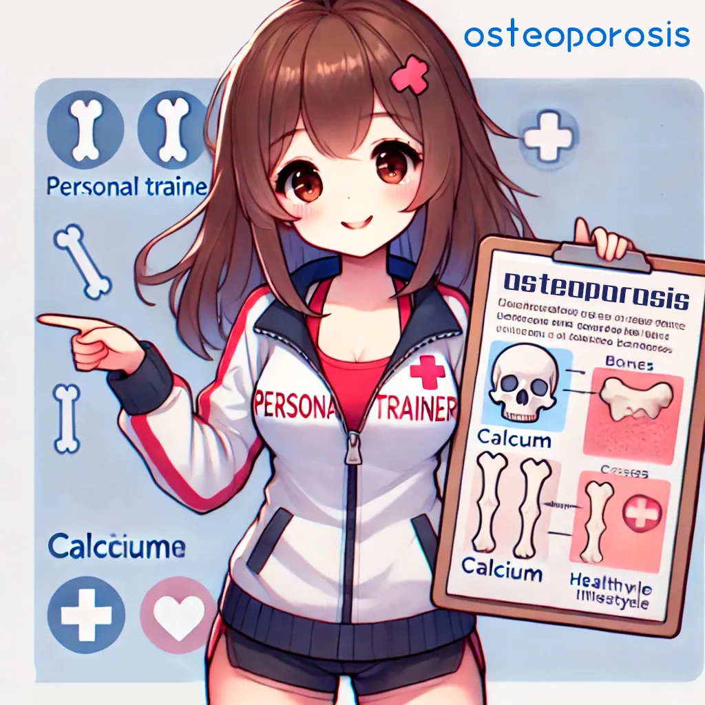 骨粗鬆症について説明するcortisちゃんの画像