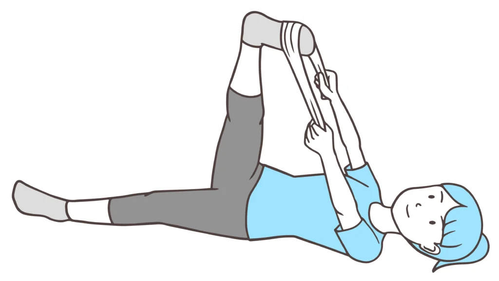 タオルを使ったストレッチの画像