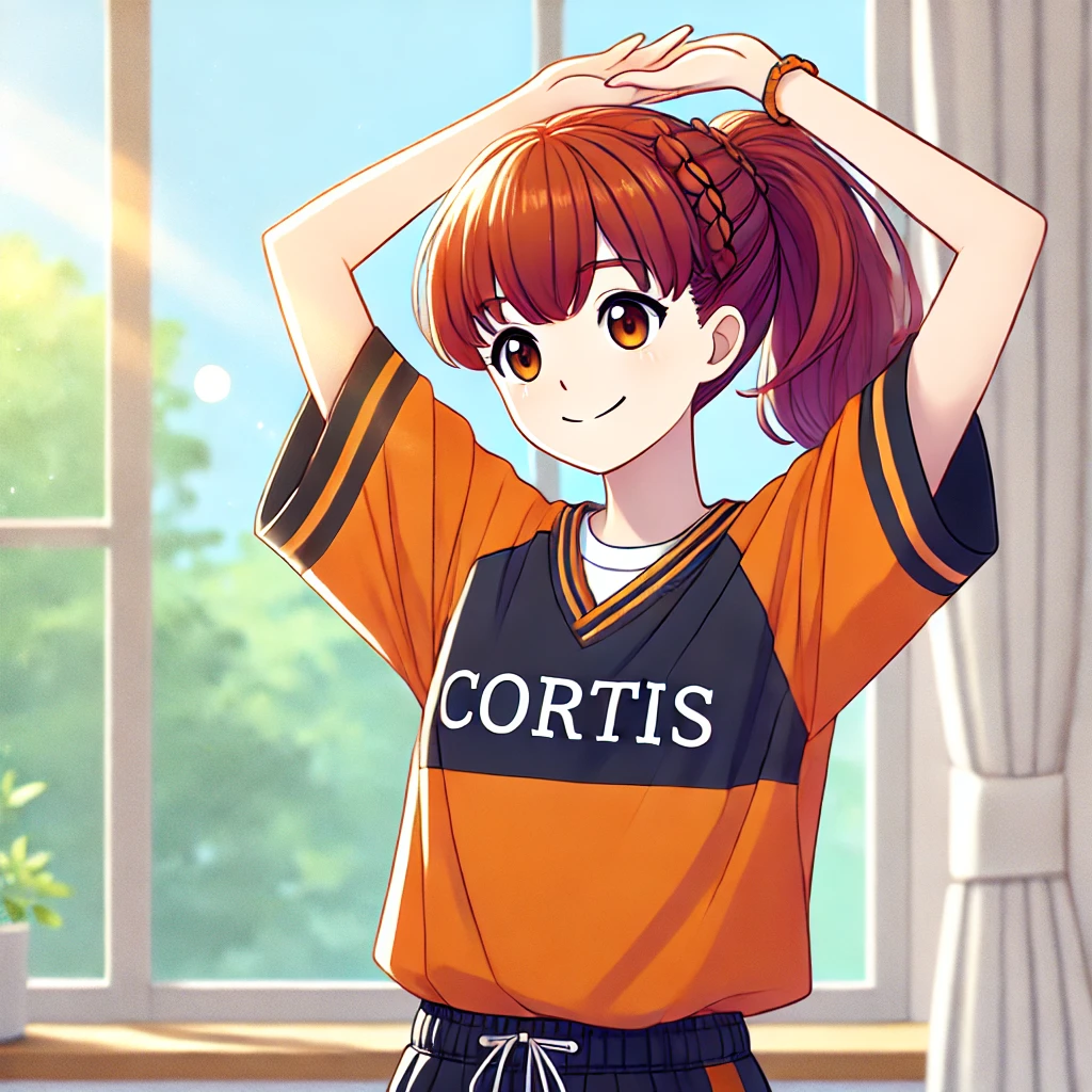 朝ストレッチをしているcortisちゃん
