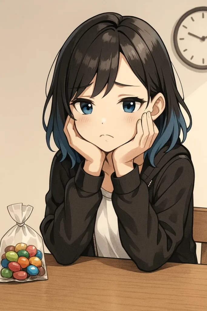 お菓子を我慢しているcortisちゃん