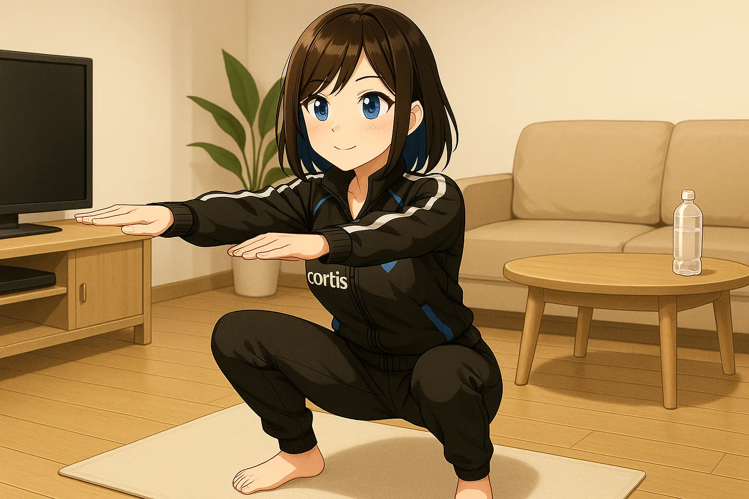 スクワットをする女の子