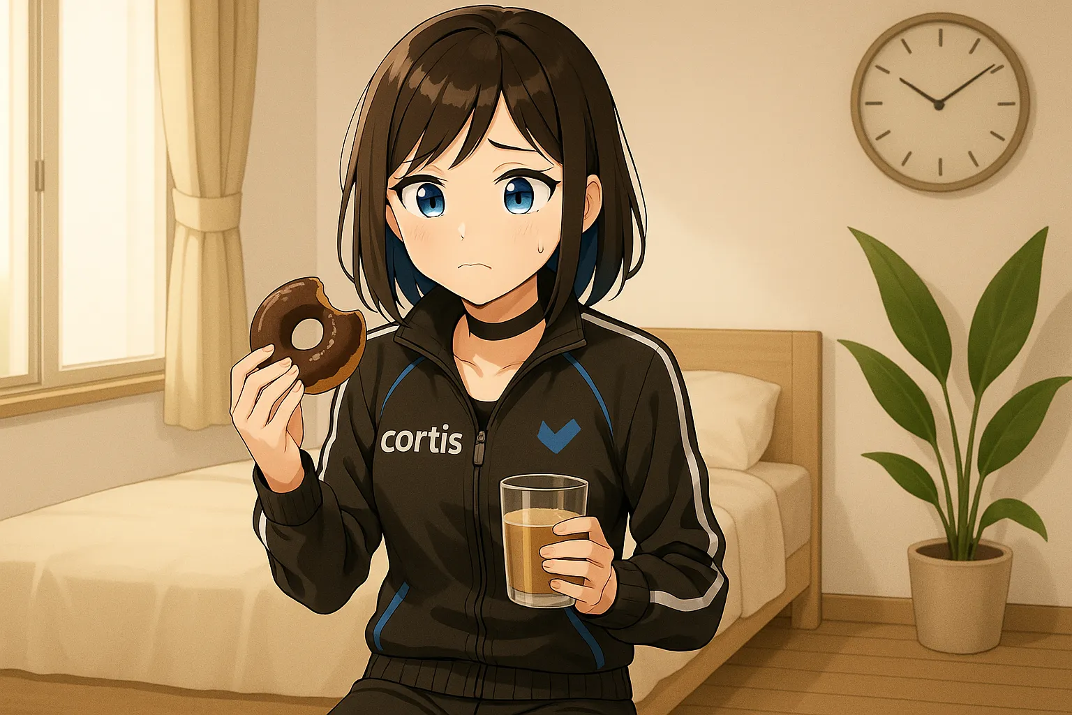 ダイエットしているのにドーナツを食べてしまった女の子