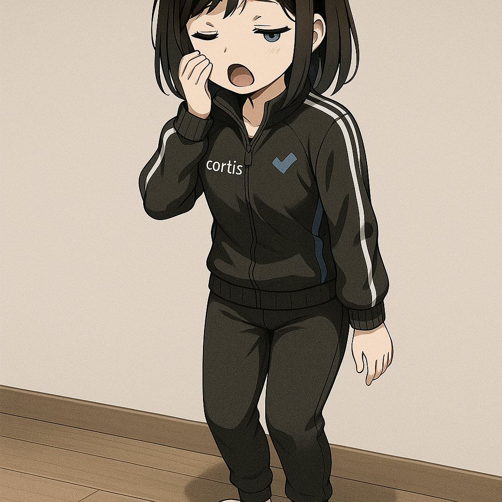 朝の体重を測るために体重計に乗ろうとしているcortisちゃん