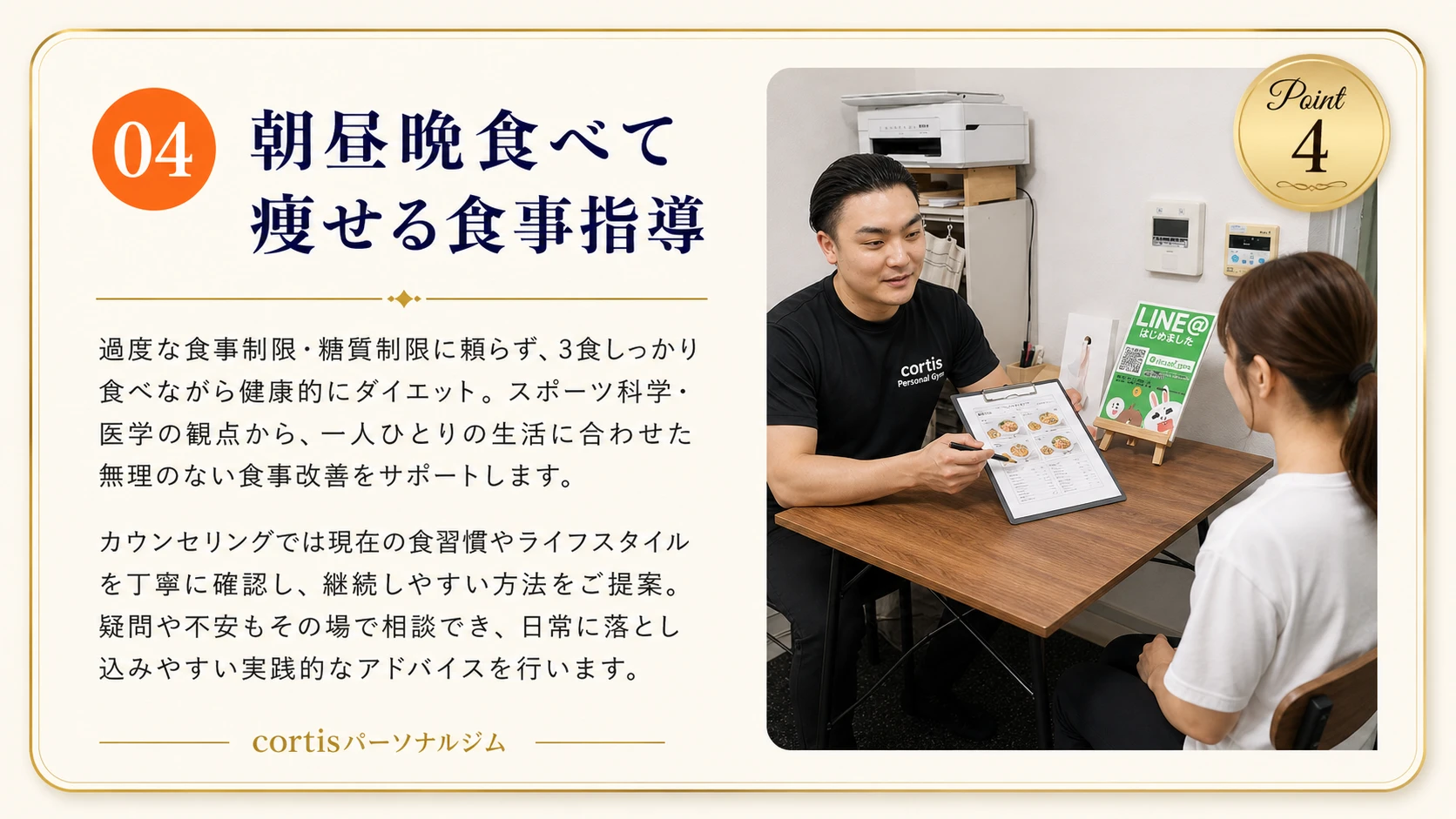 横浜保土ヶ谷パーソナルジムcortis Point04 食事指導