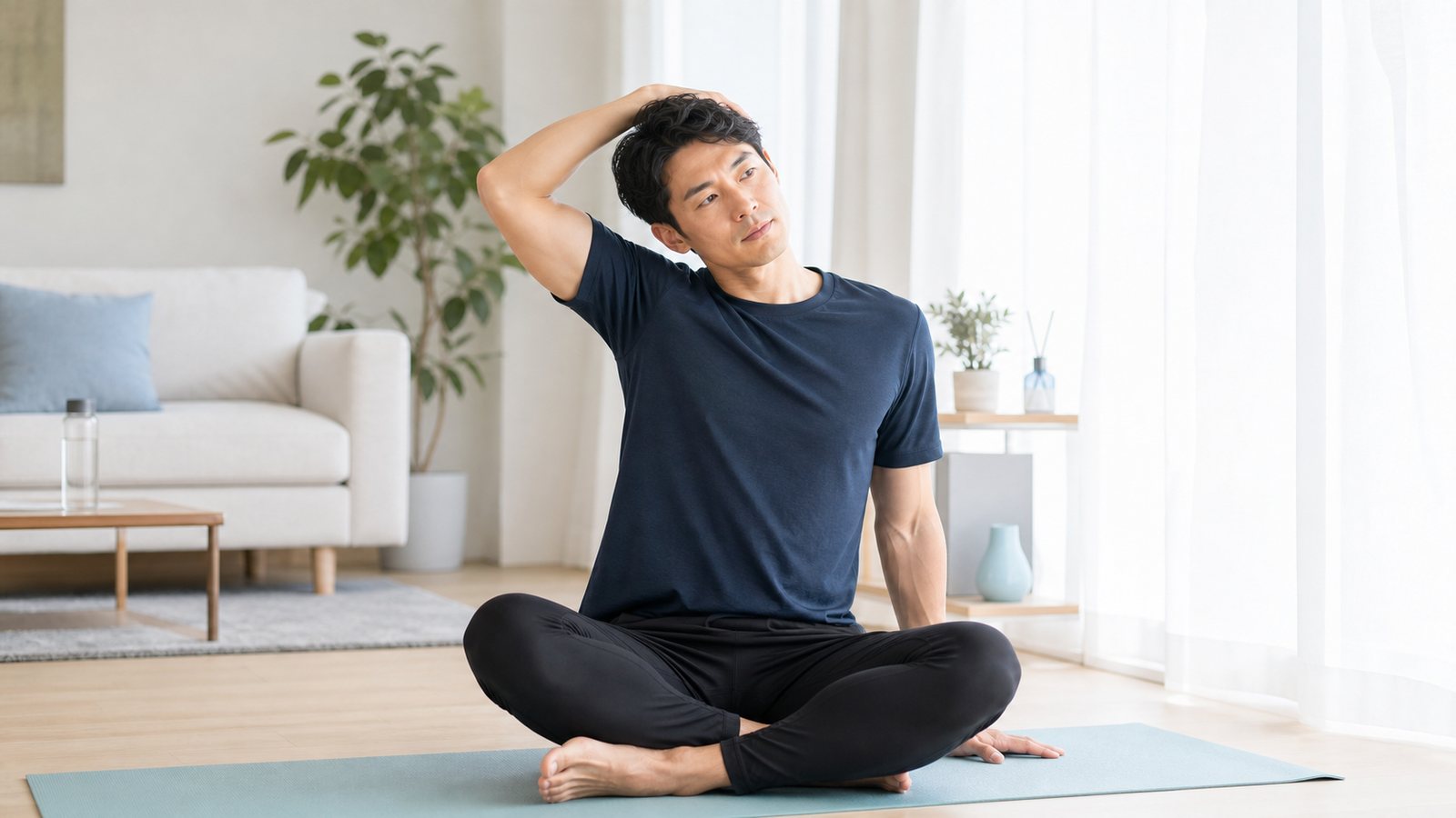 朝のだるさを軽くするために首肩背中を伸ばすストレッチ